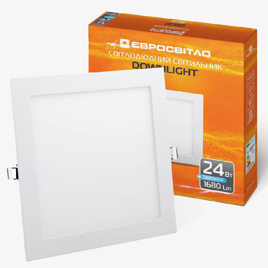 Світильник точковий врізний Євросвітло 24Вт квадрат LED-S-300-24 4200К